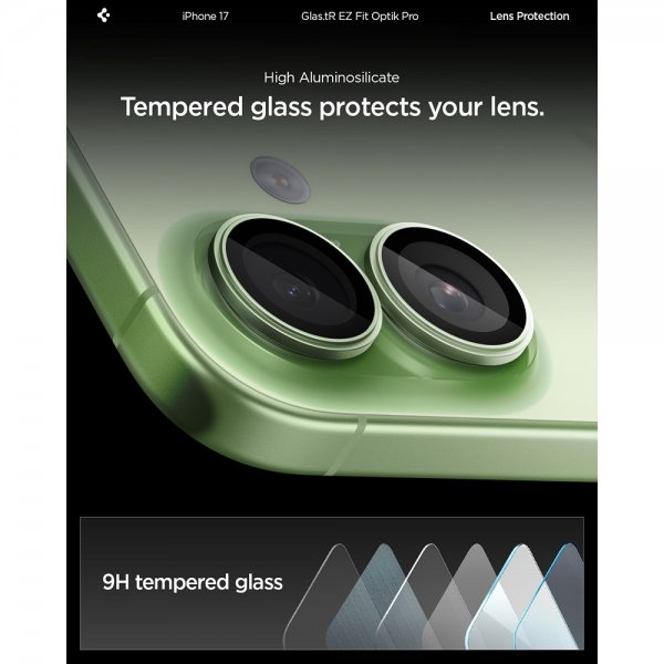 iPhone 17 Kamerabeskytter GLAS.tR EZ Fit Optik Pro 2-pakning Grønn
