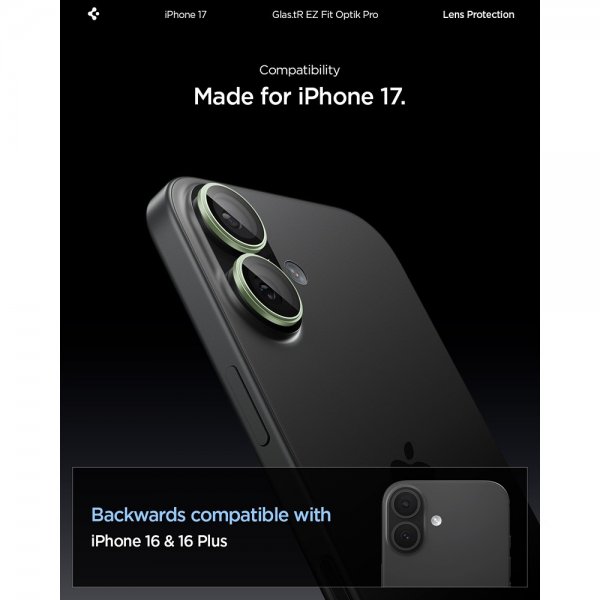 iPhone 17 Kamerabeskytter GLAS.tR EZ Fit Optik Pro 2-pakning Grønn