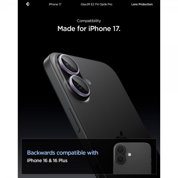 iPhone 17 Kamerabeskytter GLAS.tR EZ Fit Optik Pro 2-pakning Lilla
