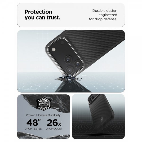 iPhone 17 Pro Max Deksel Enzo Aramid T MagFit Svart Sølv