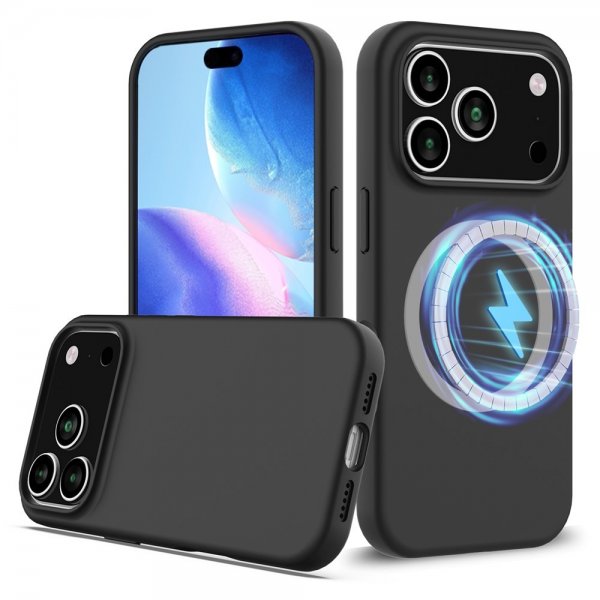 iPhone 17 Pro Max Deksel Silicone Feather Series MagSafe Raven Black
