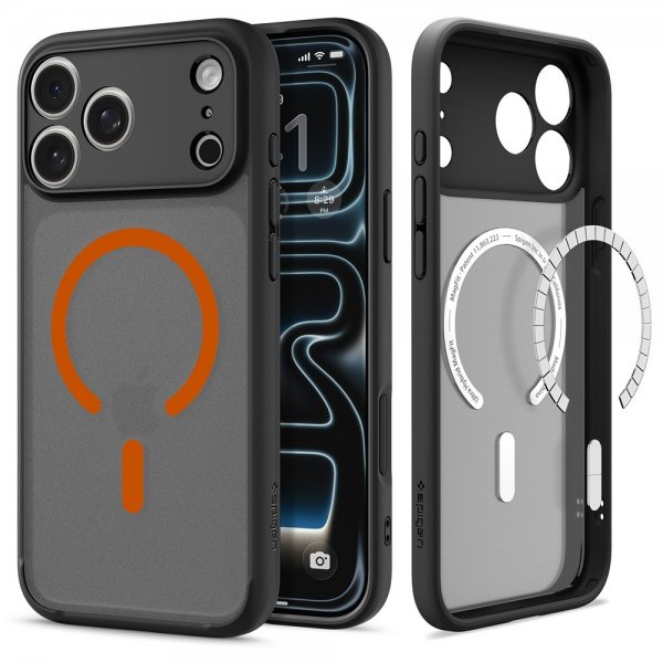 iPhone 17 Pro Max Deksel Ultra Hybrid MagFit Frost Black Orange