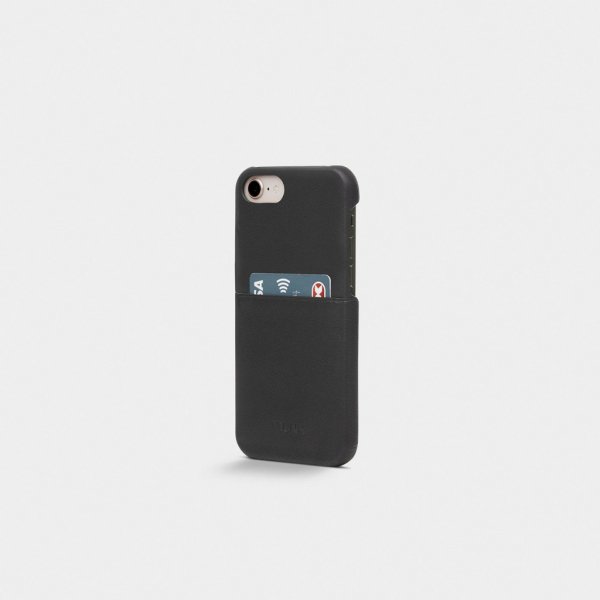 iPhone 6/6S/7/8/SE Deksel Leather Backcover Svart