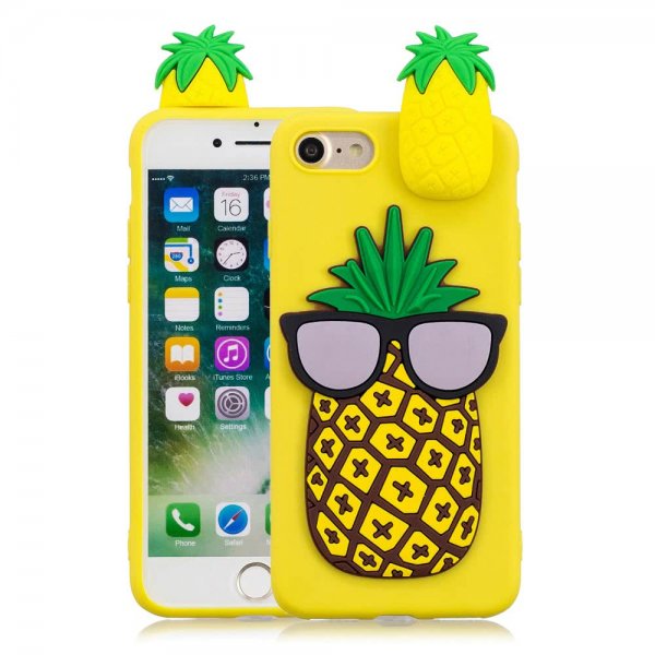 iPhone 7/8/SE Deksel Silikon 3D Ananas