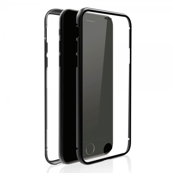 iPhone 7/8/SE Deksel 360° Real Glass Case Svart Transparent
