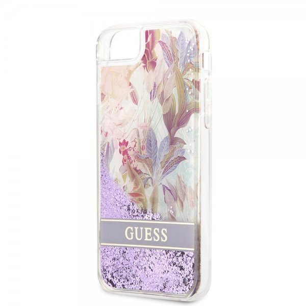 iPhone 7/8/SE Deksel Liquid Glitter Flower Pattern Lilla
