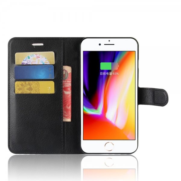 iPhone 7 Plus/iPhone 8 Plus Etui Litchi Svart