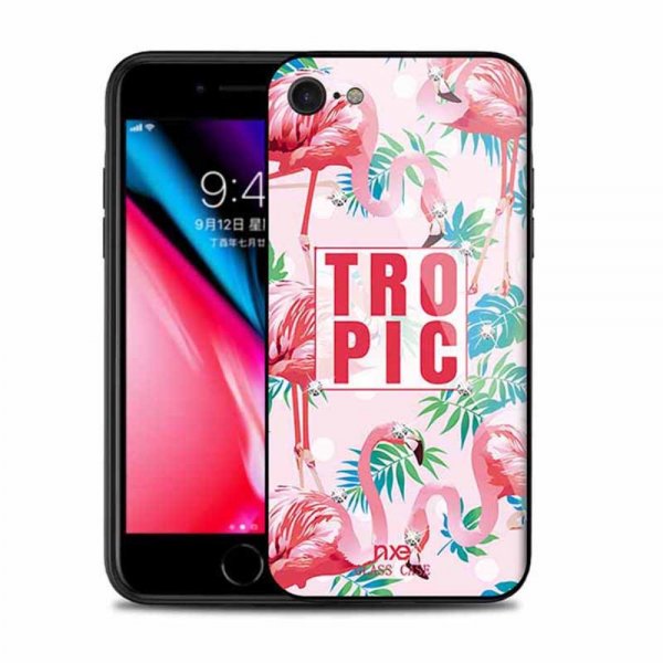 iPhone 8/7 Deksel Herdet glass Baksida Strass Tropic