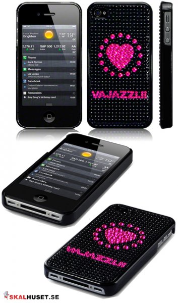 Deksel för iPhone 4 / Hårt Deksel / Heart Vajazzle / Bling / Rosa