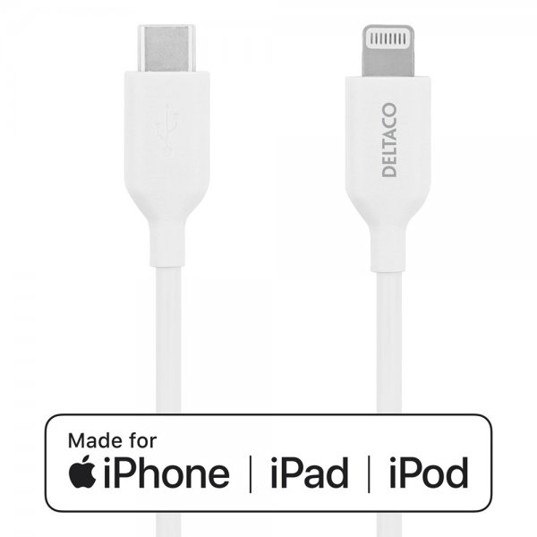 Kabel USB-C Cable with Lightning Connector 2m Hvit