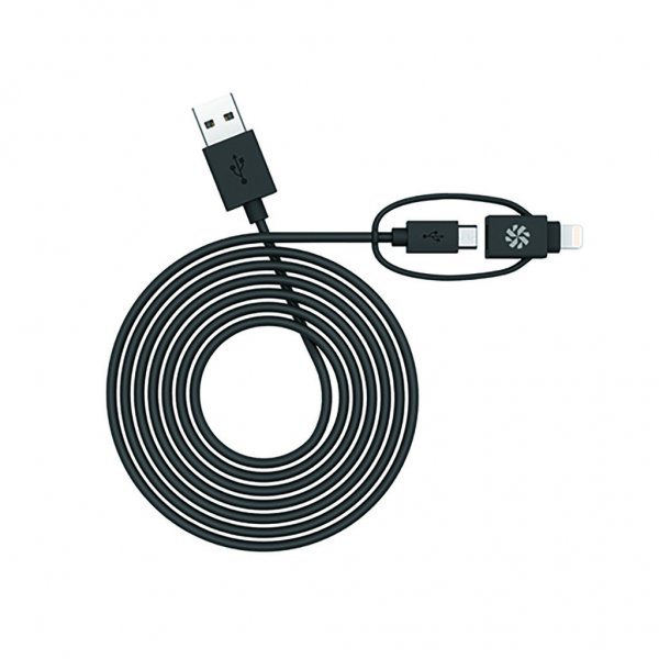 Micro USB and Lightning Connector Adapter 1.2M Cable. Black