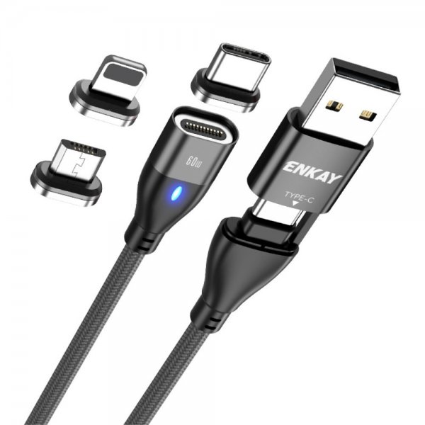 Kabel 6-in-1 USB-A/USB-C til Lightning/Micro USB/USB-C 60W 2m Svart
