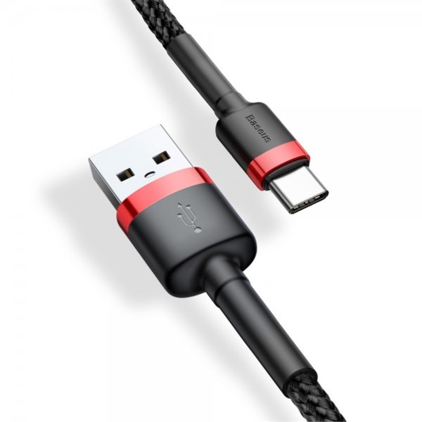 Kabel Cafule Cable USB-A/USB-C 3m Rød Svart