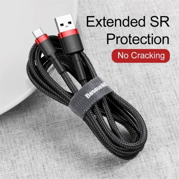 Kabel Cafule Cable USB-A/USB-C 3m Rød Svart