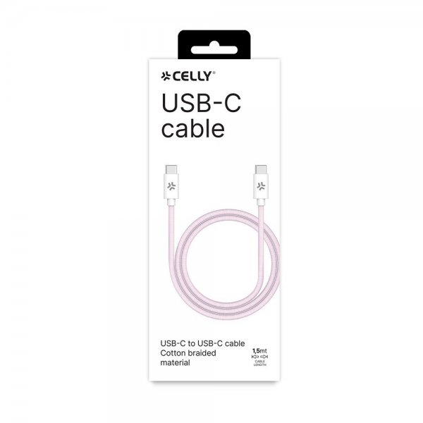 Kabel Cotton Braided USB-C/USB-C 1.5m Rosa