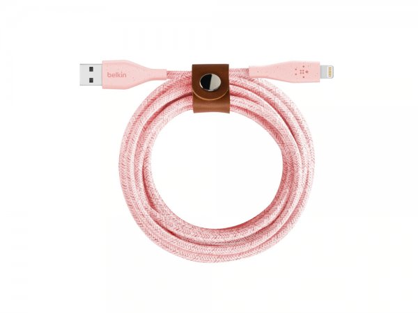 Kabel DuraTek Plus Lightning till USB-A med Stropp Rosa