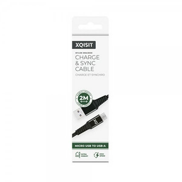 Kabel Flettet USB-A/Micro-USB 2m Svart