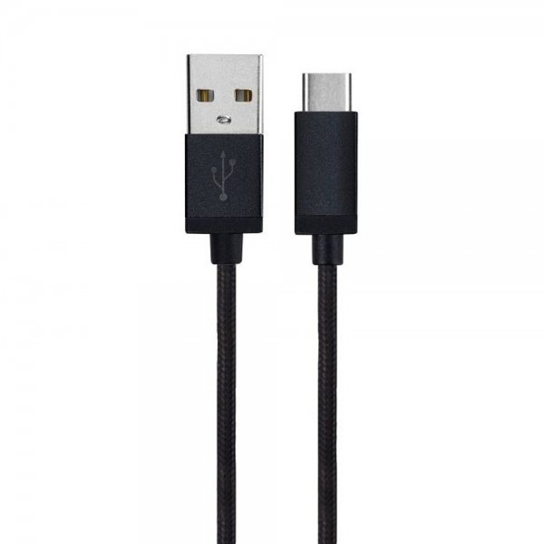 Kabel Flettet USB-A/USB-C 1.8m Svart