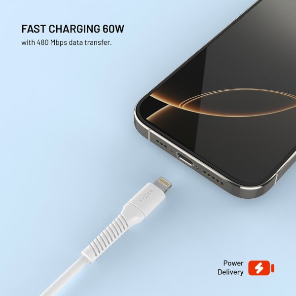 Kabel Liquid Silicone USB-C/Lightning 1.2m Hvit