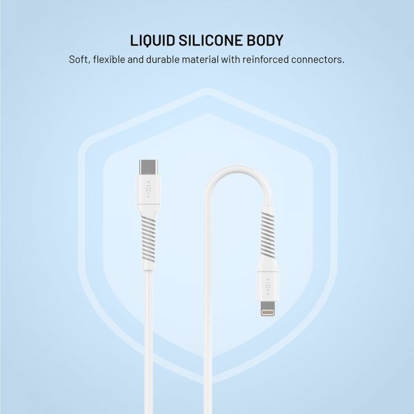 Kabel Liquid Silicone USB-C/Lightning 1.2m Hvit