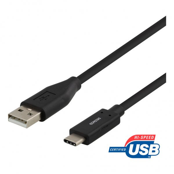 Kabel USB-C USB-A 1m Svart