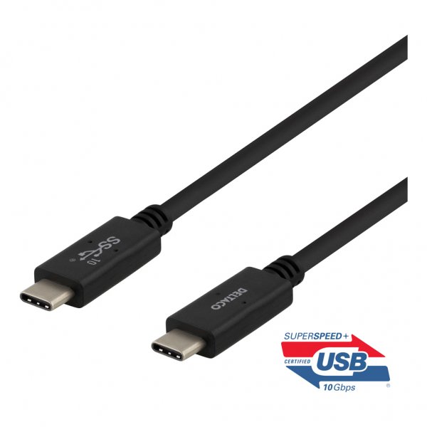 Kabel USB-C/USB-C 1m 5A/100W Svart