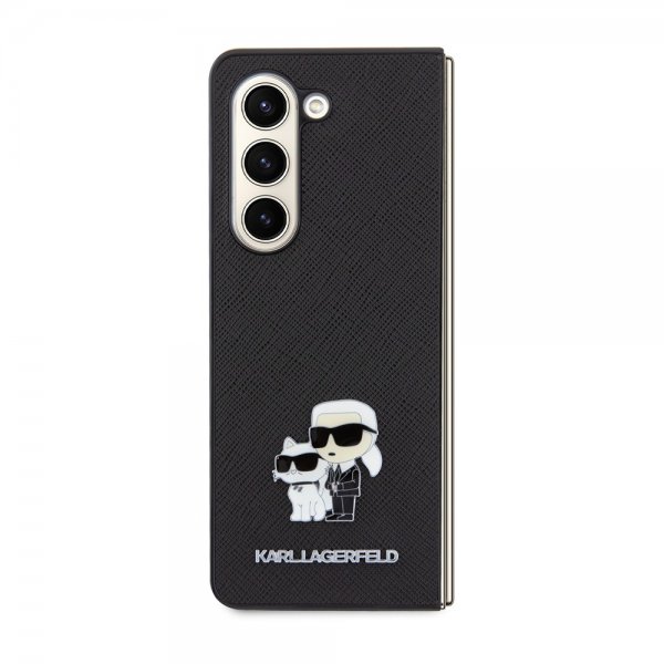 Samsung Galaxy Z Fold 5 Deksel NFT Karl & Choupette Pin Saffiano Svart