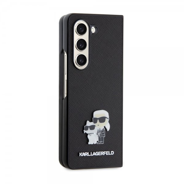 Samsung Galaxy Z Fold 5 Deksel NFT Karl & Choupette Pin Saffiano Svart