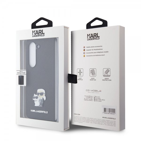 Samsung Galaxy Z Fold 5 Deksel NFT Karl & Choupette Pin Saffiano Svart