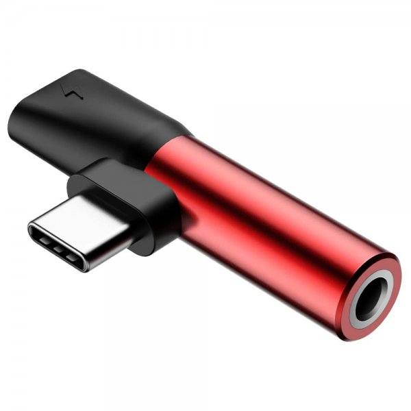 L41 USB Type-C till USB Type-C och 3.5mm Ljud Ut Svart Rød