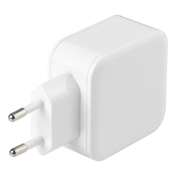 Lader 24W 2xUSB-A Hvit