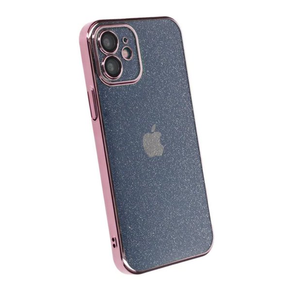 iPhone 11 Deksel Glitter Transparent Støtsikker Rosa