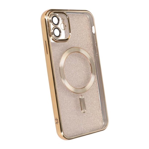 iPhone 11 Deksel Glitter Transparent MagSafe Gull