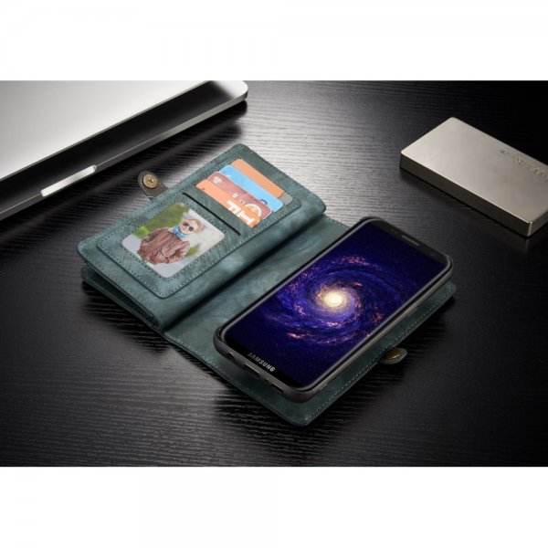 Mobilplånbok till Samsung Galaxy S8 Plus Delskinn TPU Löstagbart Deksel Blå
