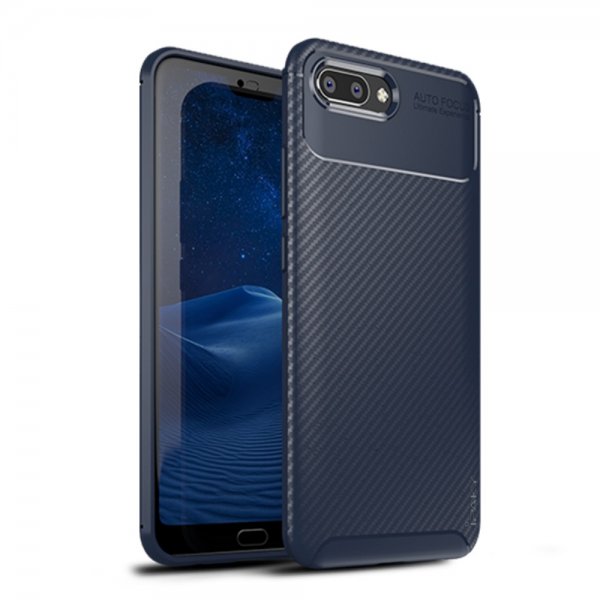 MobilDeksel till Huawei Honor 10 TPU Karbonfibertekstur Focus Mörkblå