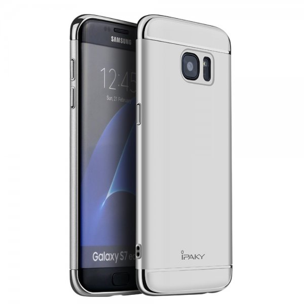 MobilDeksel till Samsung Galaxy S7 Edge Belagt HardPlast Sølv