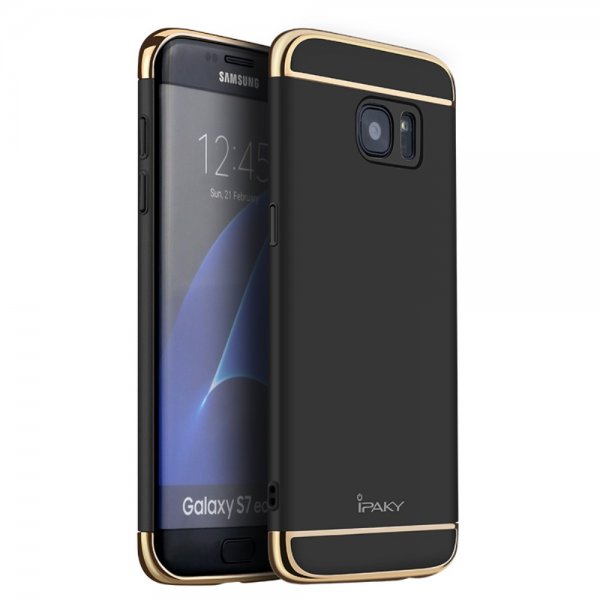 MobilDeksel till Samsung Galaxy S7 Edge Belagt HardPlast Svart