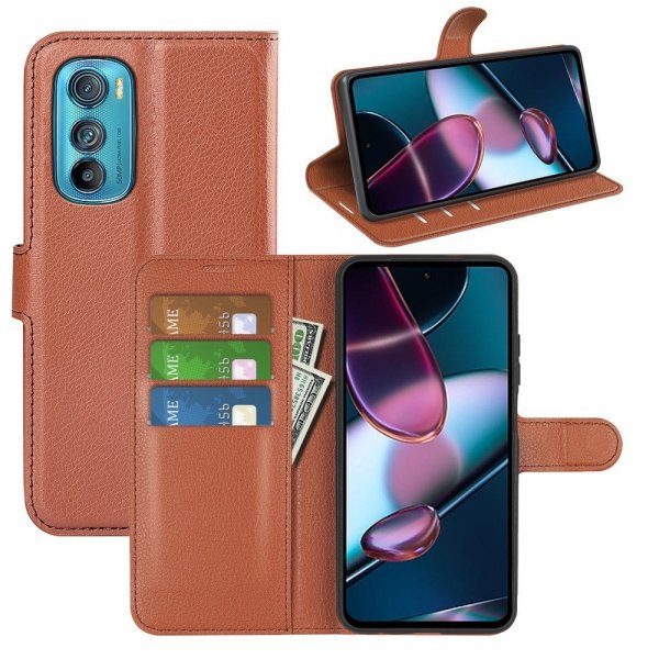 Motorola Edge 30 Etui Litchi Brun