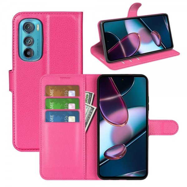 Motorola Edge 30 Etui Litchi Magenta