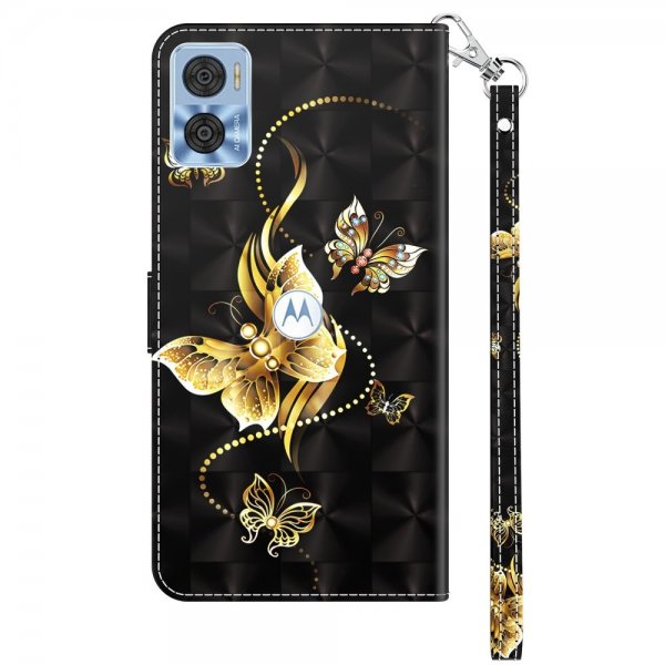 Motorola Moto e22i Etui Motiv Guldig Sommerfugl