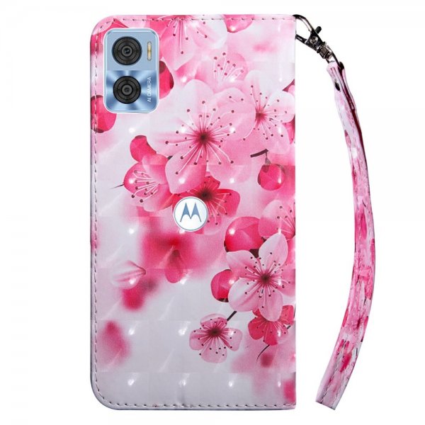Motorola Moto e22i Etui Motiv Røda Blomster