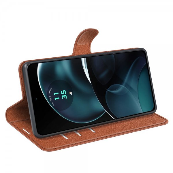 Motorola Moto G14 Etui Litchi Brun