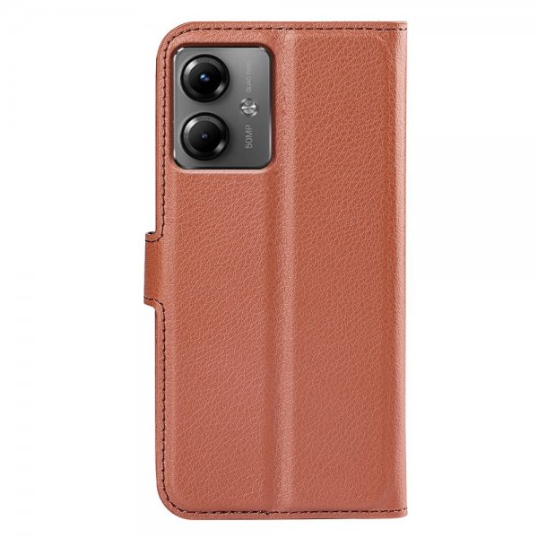 Motorola Moto G14 Etui Litchi Brun