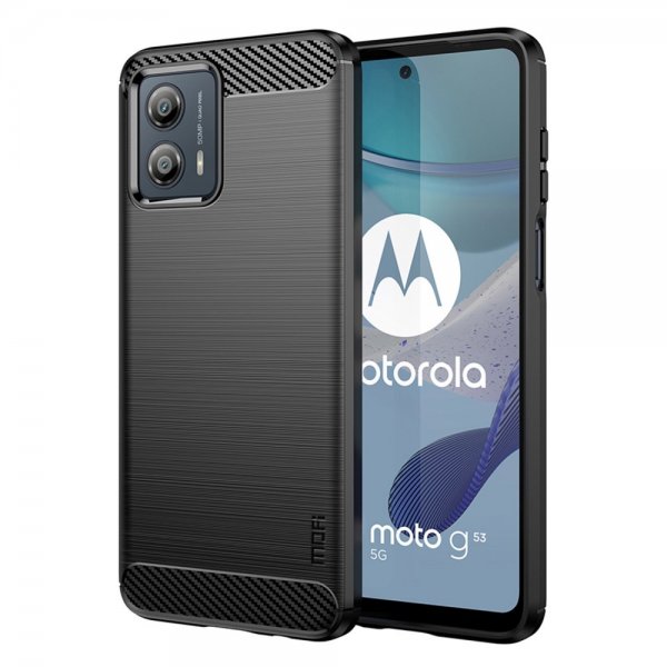 Motorola Moto G53 5G Deksel Børstet Karbonfibertekstur Svart