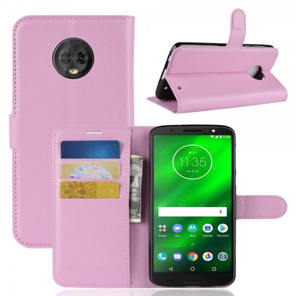 Motorola Moto G6 Plus PlånboksEtui PU-skinn Litchi Rosa
