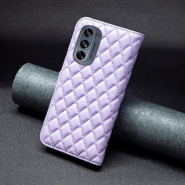 Motorola Moto G62 5G Etui Rombemønster Lilla