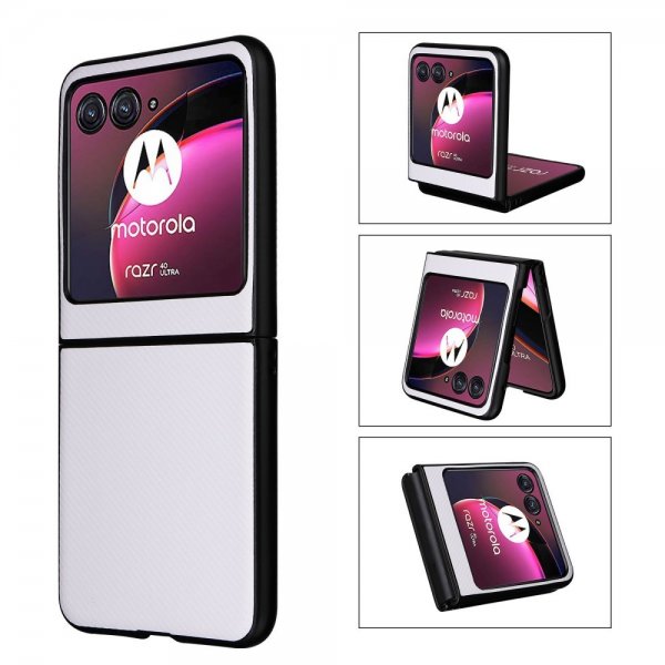 Motorola Razr 40 Ultra Deksel Karbonfibermønster Hvit