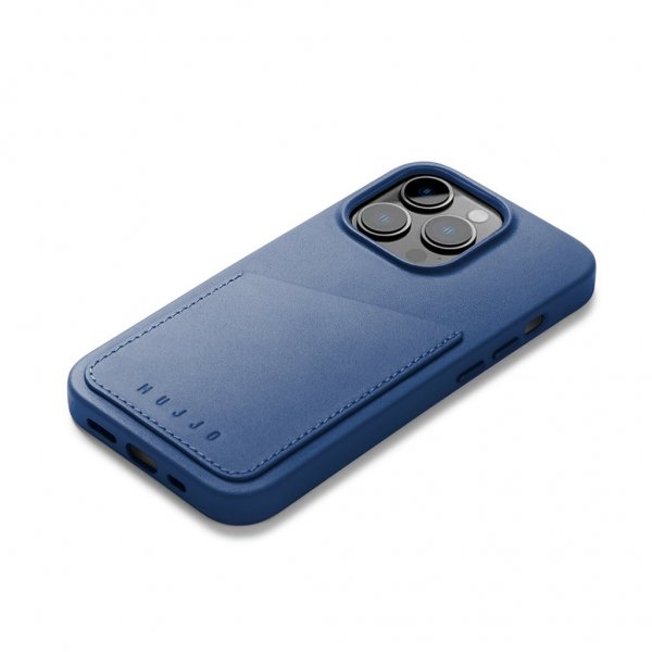 iPhone 14 Pro Deksel Full Leather Wallet Case Monaco Blue