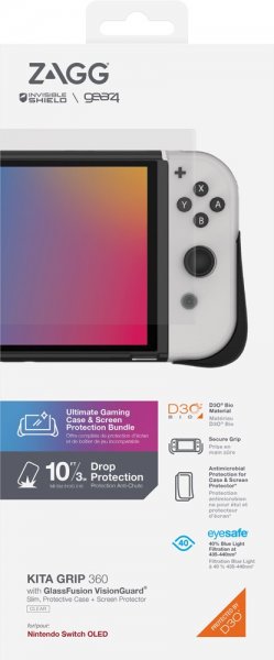Nintendo Switch OLED Deksel Skjermbeskytter Kita Grip 360 Clear