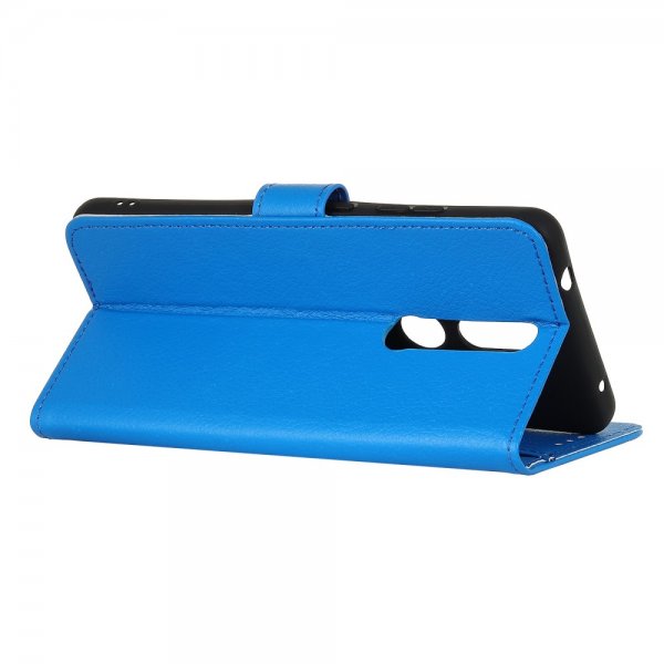 Nokia 2.4 Etui Litchi Blå